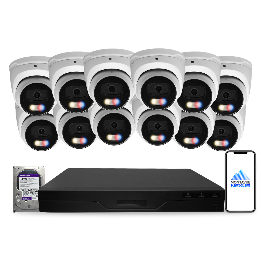 8MP 4K Nexus Aktive Abschreckung Turret IP-Sicherheitskamerasystem mit Pro 16-Kanal PoE NVR & 4TB HDD