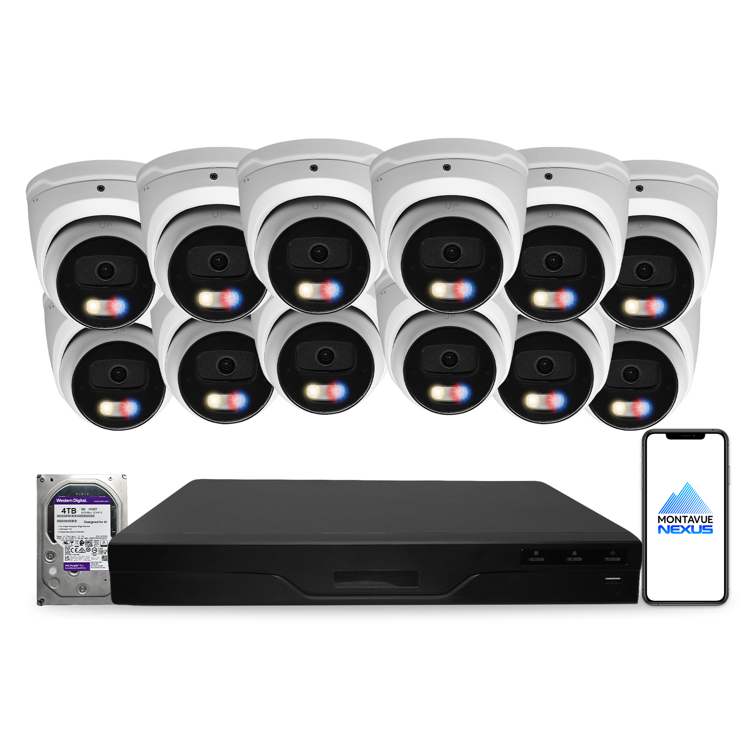 8MP 4K Nexus Aktive Abschreckung Turret IP-Sicherheitskamerasystem mit Pro 16-Kanal PoE NVR & 4TB HDD