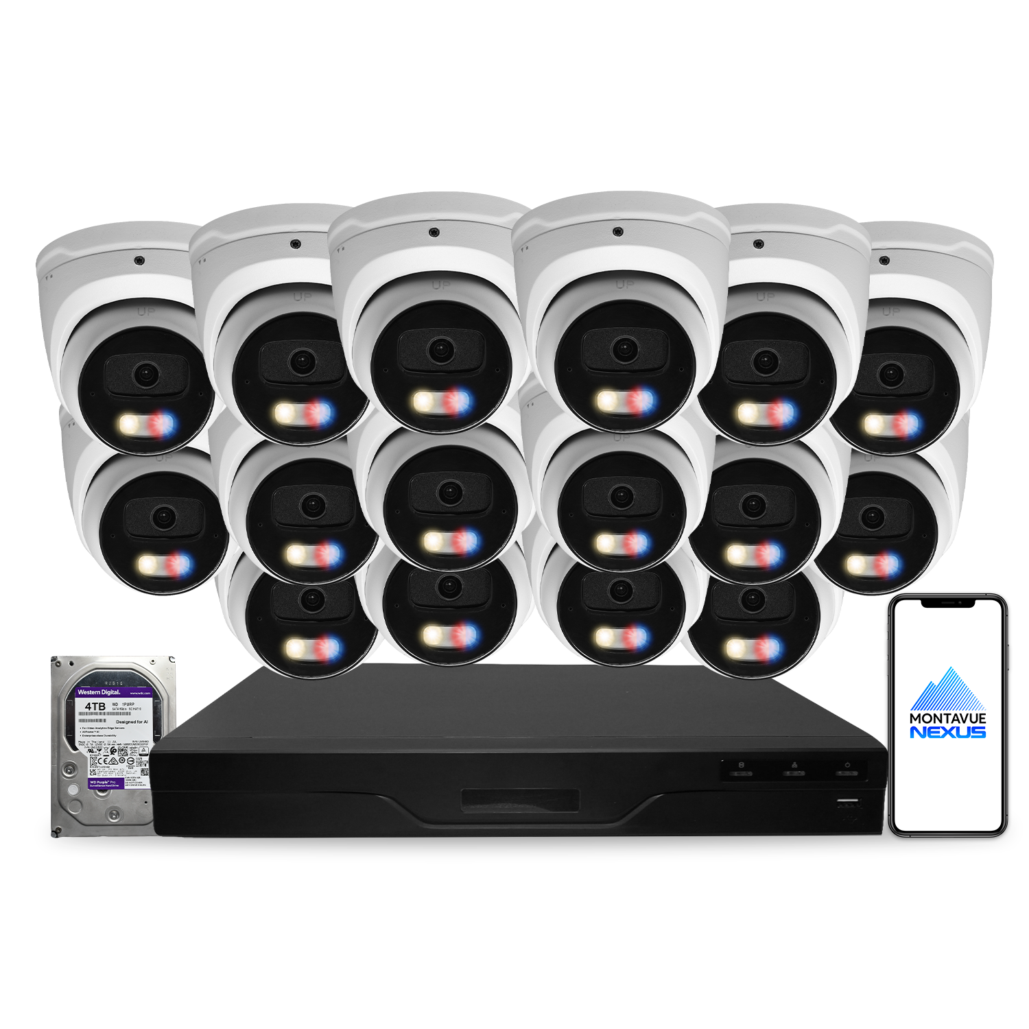 8MP 4K Nexus Aktive Abschreckung Turret IP-Sicherheitskamerasystem mit Pro 16-Kanal PoE NVR & 4TB HDD
