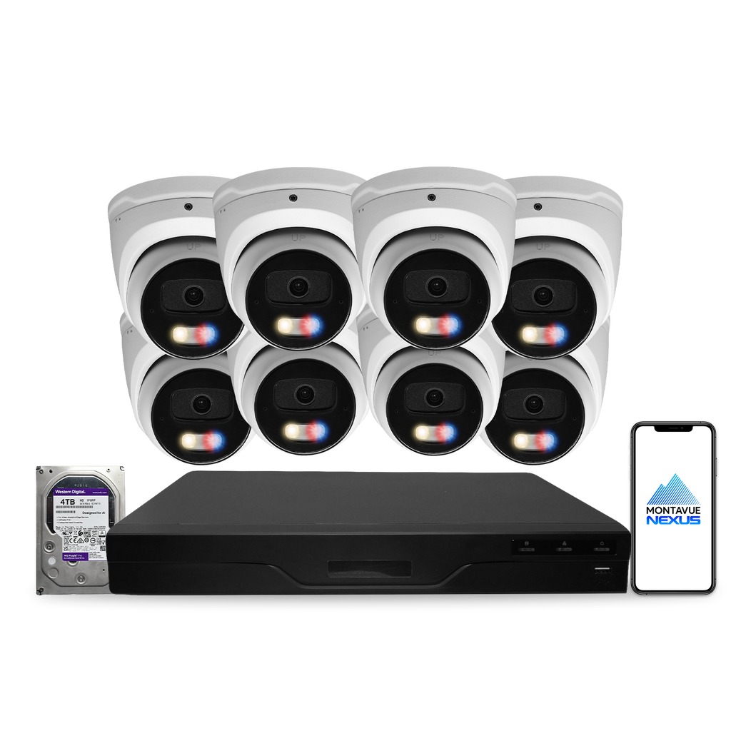 8MP 4K Nexus Aktive Abschreckung Turret IP-Sicherheitskamerasystem mit Pro 16-Kanal PoE NVR & 4TB HDD