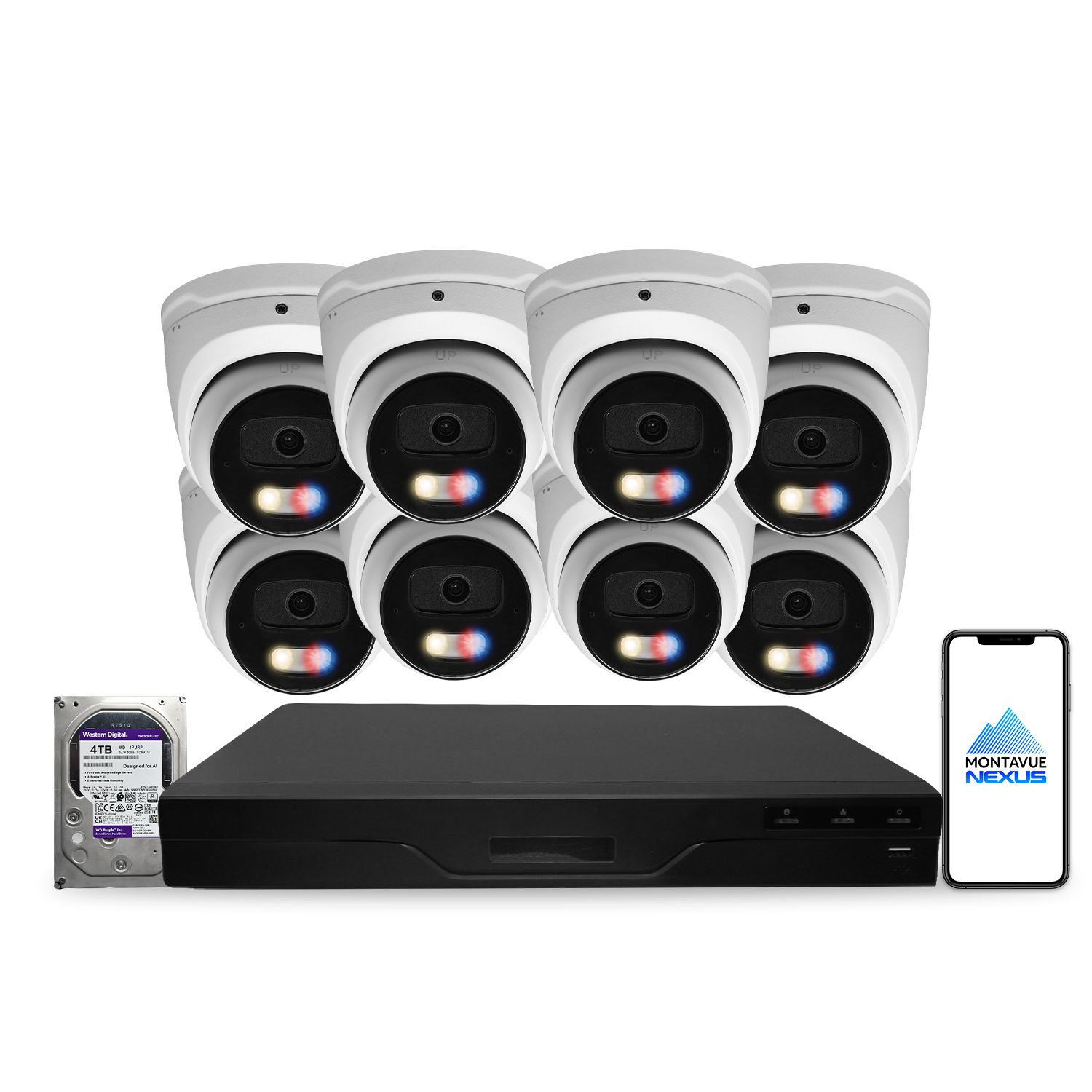 8MP 4K Nexus Aktive Abschreckung Turret IP-Sicherheitskamerasystem mit Pro 16-Kanal PoE NVR & 4TB HDD