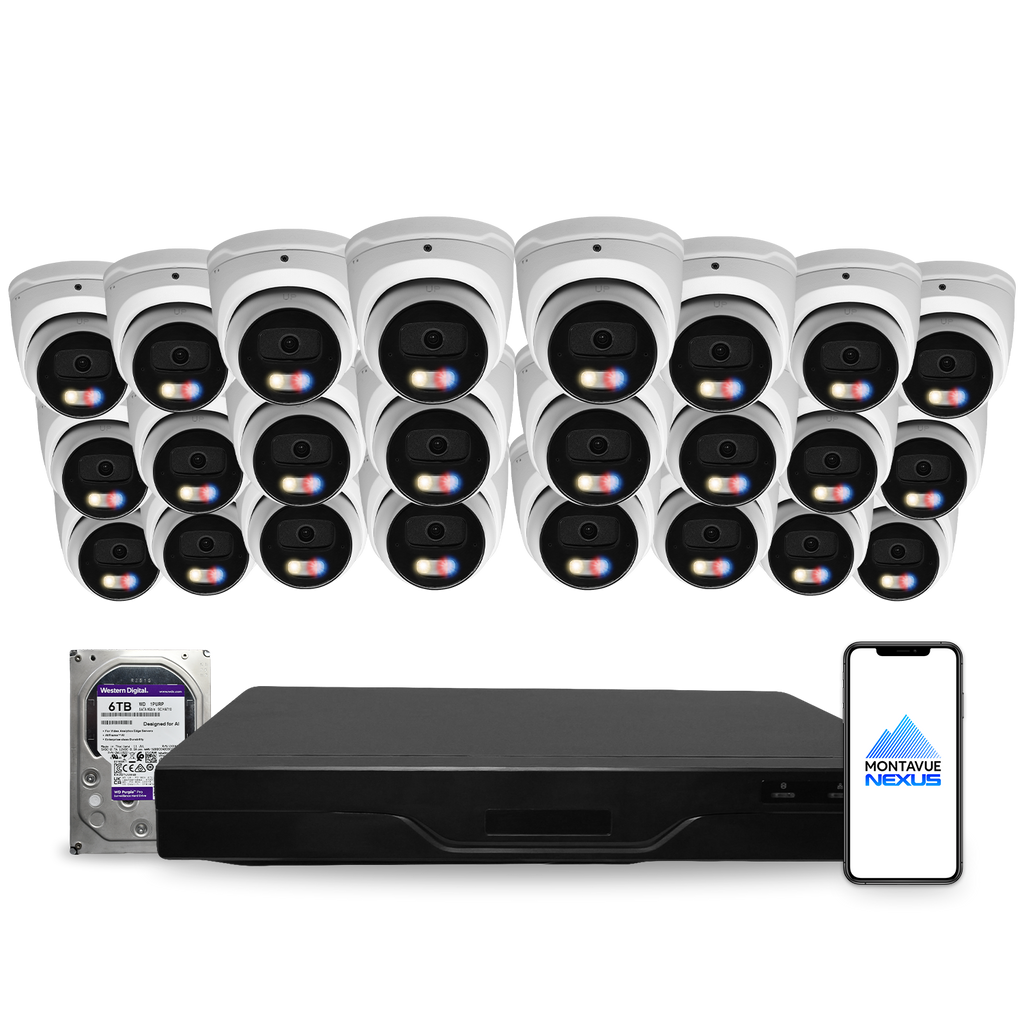 8MP 4K Nexus Aktive Abschreckung Turret IP-Sicherheitskamerasystem mit Pro 32-Kanal NVR & 6TB HDD