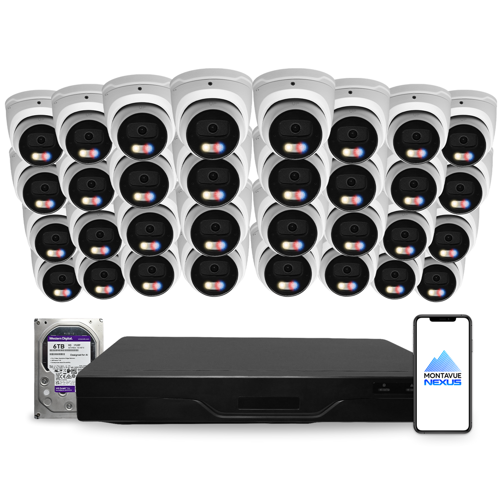 8MP 4K Nexus Aktive Abschreckung Turret IP-Sicherheitskamerasystem mit Pro 32-Kanal NVR & 6TB HDD